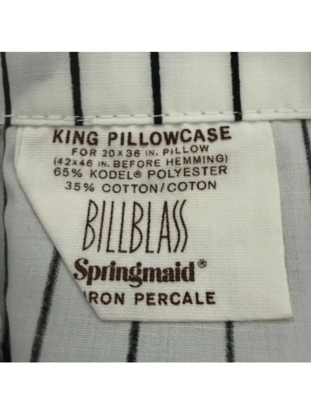2 Vtg Bill Blass Springmaid King Pillowcases Nippon Floral & Stripe Percale